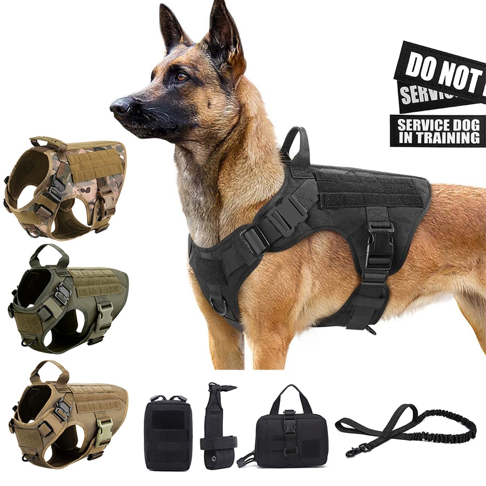 Tactical Dog Harness with Leash Full Set for Large Dogs