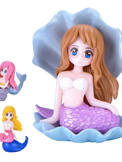 Shell Mermaid Micro Landscape Diy Bonsai Fish Tank Small Ornaments Cartoon Doll Marine Landscape Pvc Aquascape Home Garden Decor