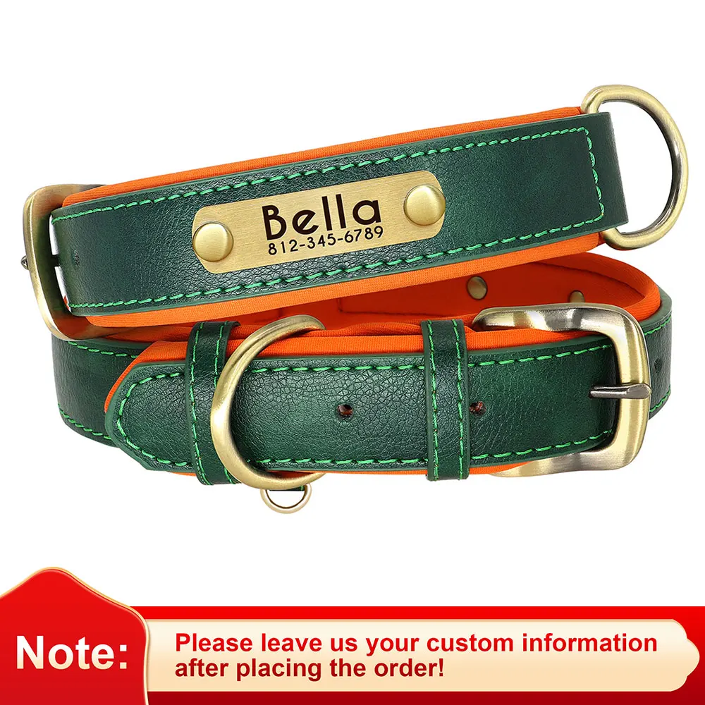 Customized Leather ID Nameplate Dog Collar Soft Padded Dogs Collars Free Engraving Name for Small Medium Large Dogs Adjustable - Image 10