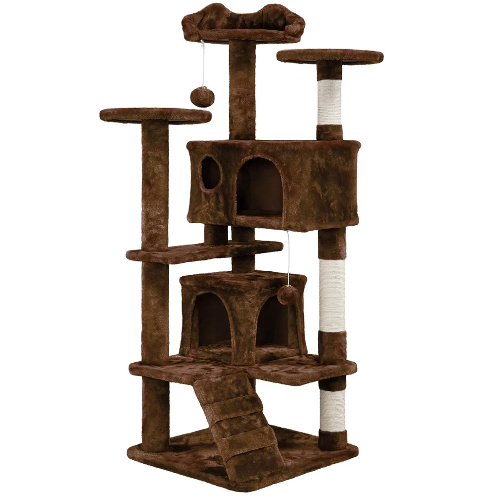 54.5" Multilevel Kitten Tree Condos With 2 Fur Balls & 3 Scratching Posts - Image 4