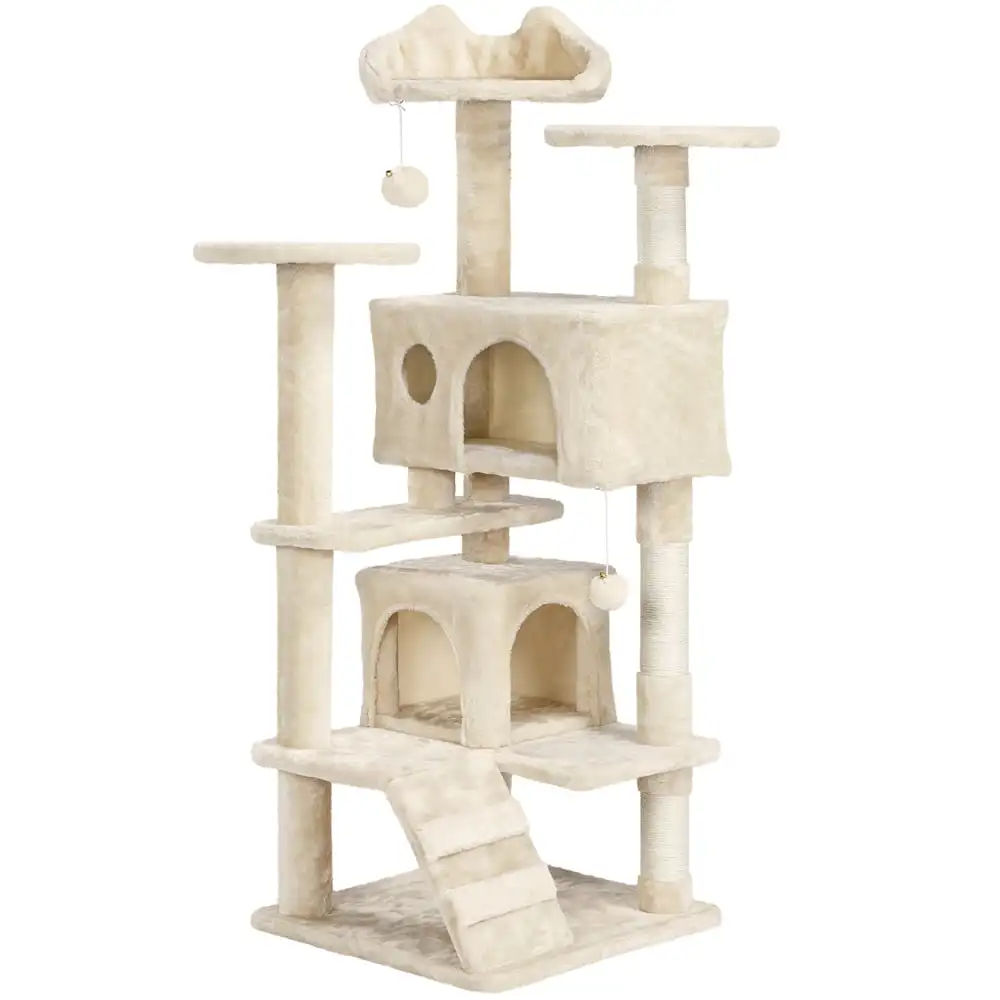 54.5" Multilevel Kitten Tree Condos With 2 Fur Balls & 3 Scratching Posts - Image 7