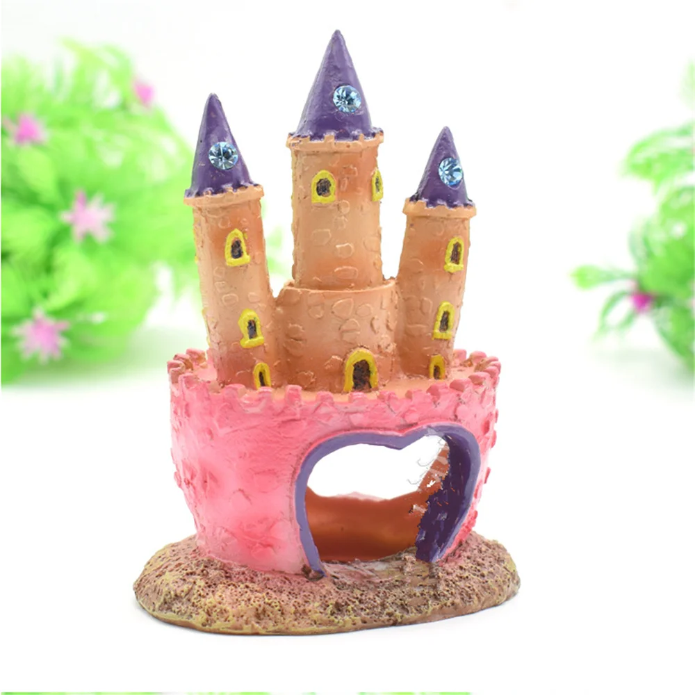 Ornaments Fish Tank Cartoon Pink Princess Castle Aquariums Decorations Resin Castle Tower Aquarium Home Decoration Pet Supplies - Image 4