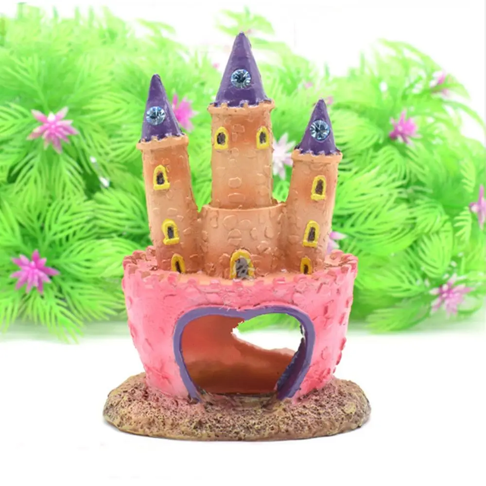 Ornaments Fish Tank Cartoon Pink Princess Castle Aquariums Decorations Resin Castle Tower Aquarium Home Decoration Pet Supplies - Image 7