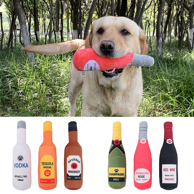 Squeaky Champagne Tequila Bottle Shape Toy