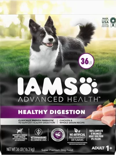 IAMS Advanced Health Adult Healthy Digestion Dry Dog Food with Real Chicken, 36 lb. Bag