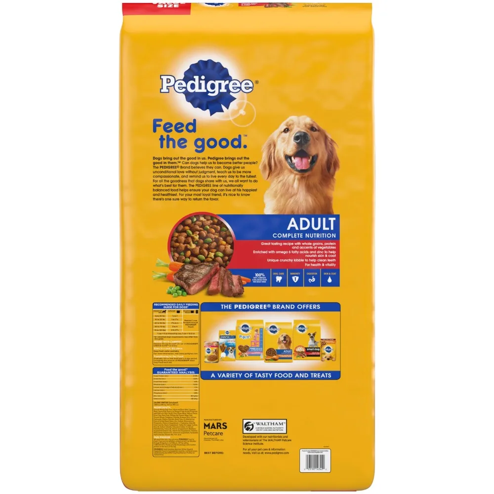 PEDIGREE Complete Nutrition Grilled Steak & Vegetable Dry Dog Food for Adult Dog, 44 lb. Bag - Image 3