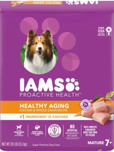 IAMS Healthy Aging Adult Dry Dog Food for Mature and Senior Dogs with Real Chicken, 29.1 lb. Bag