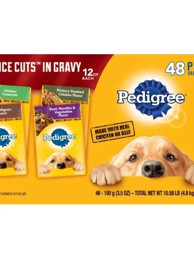 PEDIGREE CHOICE CUTS in Gravy Adult Soft Wet Dog Food, 48 Pouch Variety Pack, 3.5 oz. Pouches