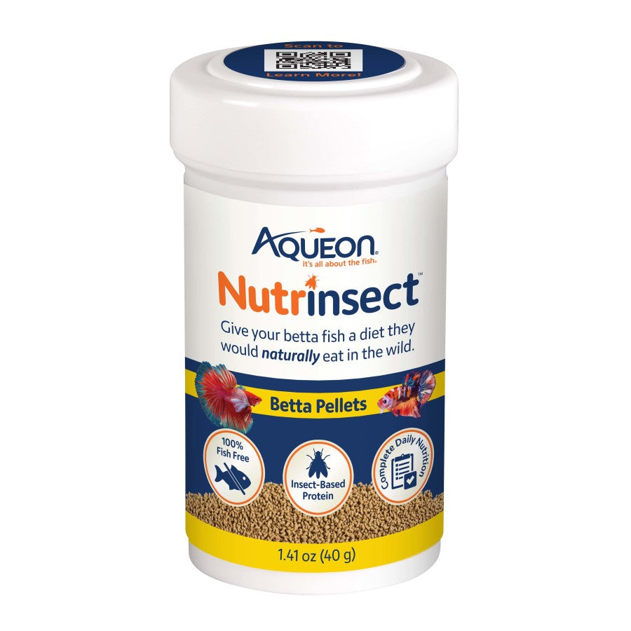 Aqueon Nutrinsect FishFree Fish Food Betta Pellets, 1ea/1.41 oz