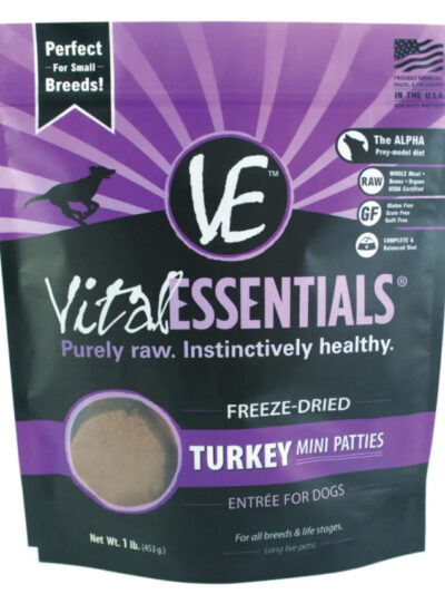 Vital Essentials Freeze Dried Turkey Mini Patties 1 Lb