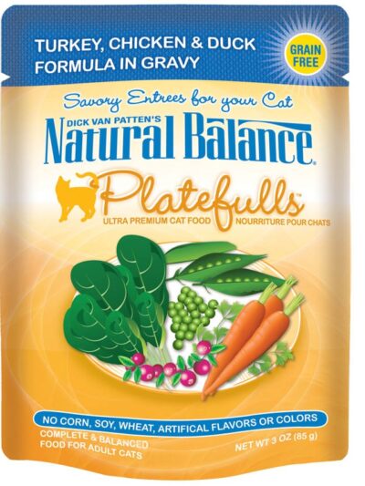 Natural Balance Pet Foods Original Ultra Platefulls Morsels in Gravy Wet Cat Food Pouch Turkey, Chicken, & Duck 3oz