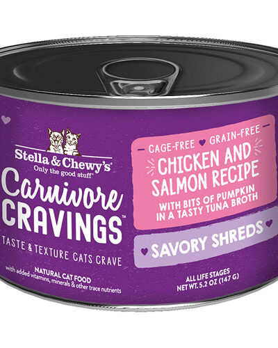 Stella and Chewys Cat Carnivore Cravings Shred Chicken and Salmon 5.2oz. (Case of 24)
