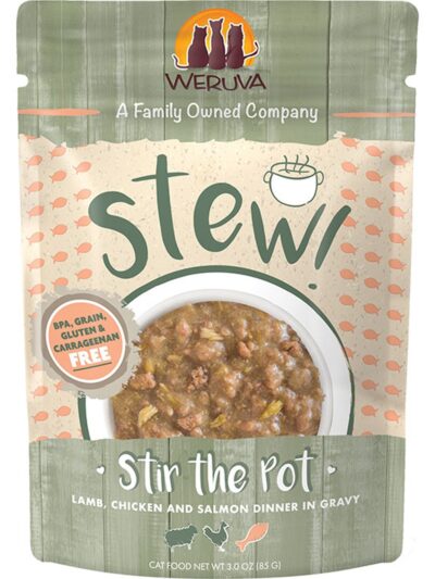 Weruva Cat Stew! Stir The Pot Lamb, Chicken and Salmon 3oz Pouch (Case of 12)