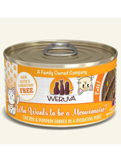 Weruva Cat Pate Who wants to be a Meowionaire Chicken and Pumpkin Dinner 3oz. (Case of 8)
