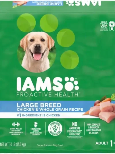 High Protein with Real Chicken Flavor Dry Dog Food for Large Breed Adult Dog, 30 lb. Bag