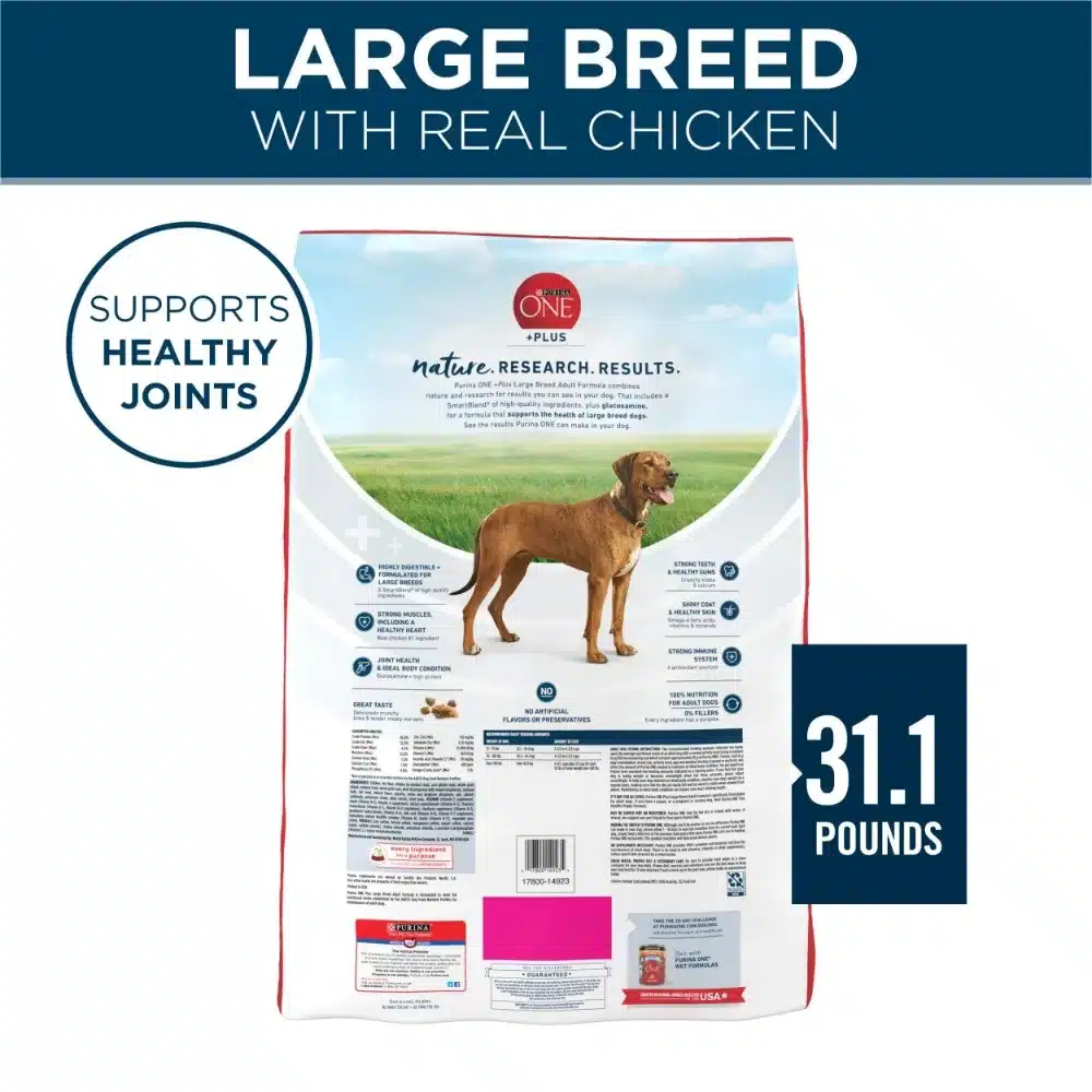 Purina One +Plus Dry Dog Food for Large Adult Dogs High Protein, Real Chicken, 31.1 lb Bag - Image 4