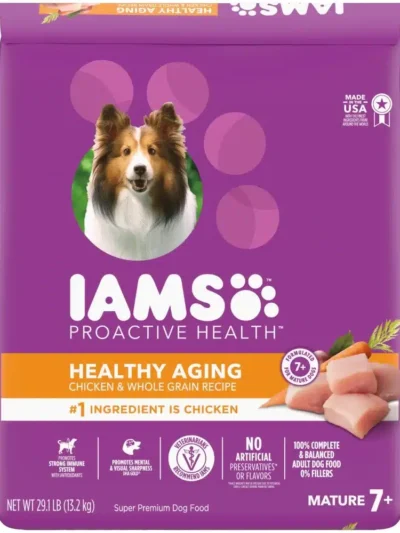 IAMS Healthy Aging Adult Dry Dog Food for Mature and Senior Dogs with Real Chicken, 29.1 lb. Bag